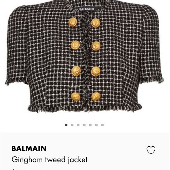 Balmain Gingham Tweed Cropped Jacket New - Picture 6 of 6